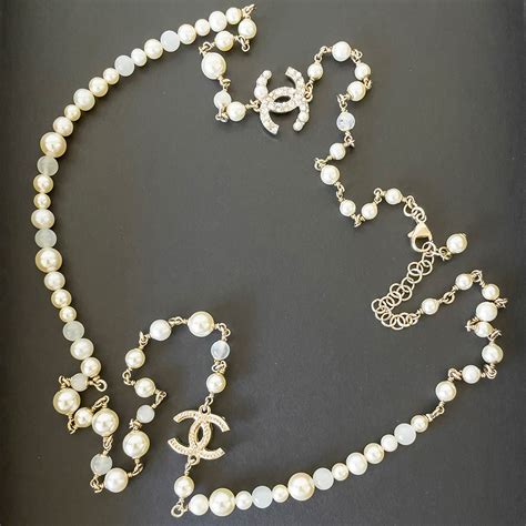 chanel cc necklace etsy|chanel pearl necklace price list.